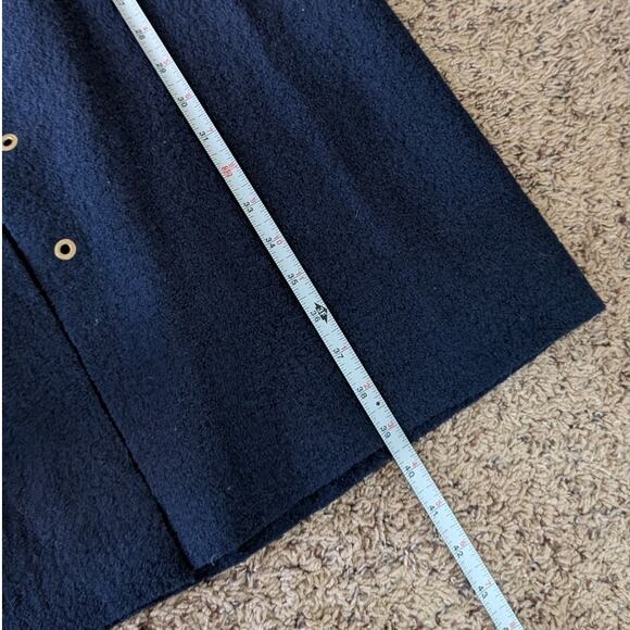 Devernois Navy Oversized Wool Long Sleeve Textile Long Coat, size 1/S - Picture 7 of 8